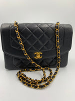 Sold-CHANEL Caviar Medium Diana Black in Gold Hardware