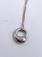 Tiffany & Co 925 Silver Elsa Peretti Eternal Circle Pendant with Necklace