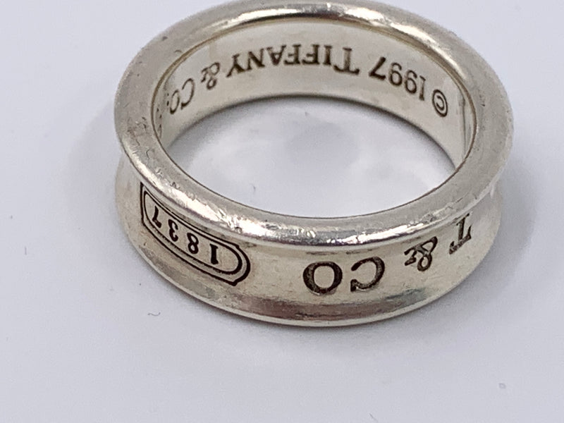 Sold-Tiffany & Co 925 Silver 1837 Medium Ring Size 7 1/4