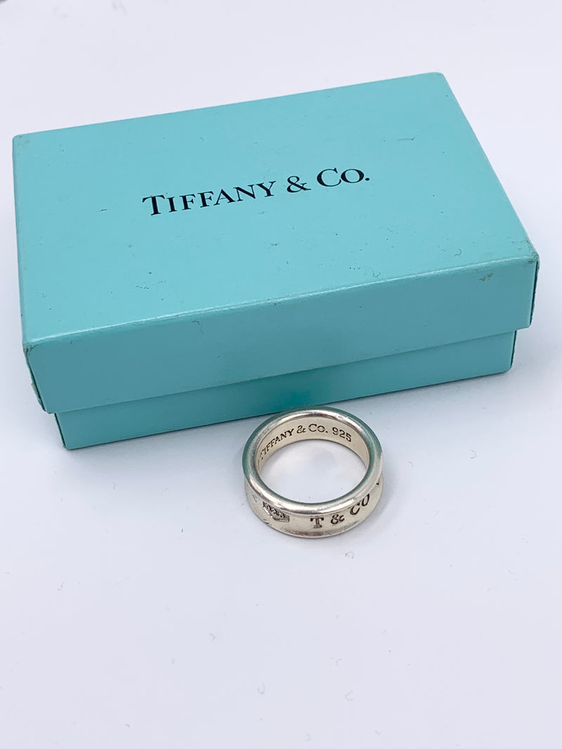 Sold-Tiffany & Co 925 Silver 1837 Medium Ring Size 7 1/4