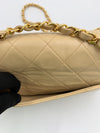 Sold-CHANEL Classic Lambskin Double Flap Medium Shoulder Bag - Beige Gold Hardware