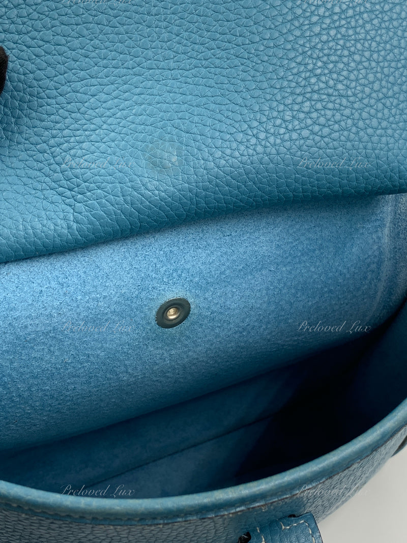 Sold-HERMES Blue Clemence Evelyne I PM Crossbody Bag