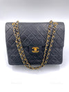 Sold-CHANEL Classic Lambskin Double Chain Double Flap Medium Square Bag Black / Gold Hardware