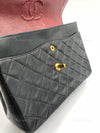 Sold-CHANEL Classic Lambskin Double Chain Double Flap Medium Square Bag Black / Gold Hardware