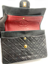 Sold-CHANEL Classic Lambskin Double Chain Double Flap Medium Square Bag Black / Gold Hardware