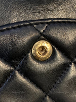 Sold-CHANEL Classic Lambskin Double Chain Double Flap Medium Square Bag Black / Gold Hardware