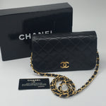 Sold-CHANEL Classic Lambskin Chain Mini Full Flap Bag 19 black/gold