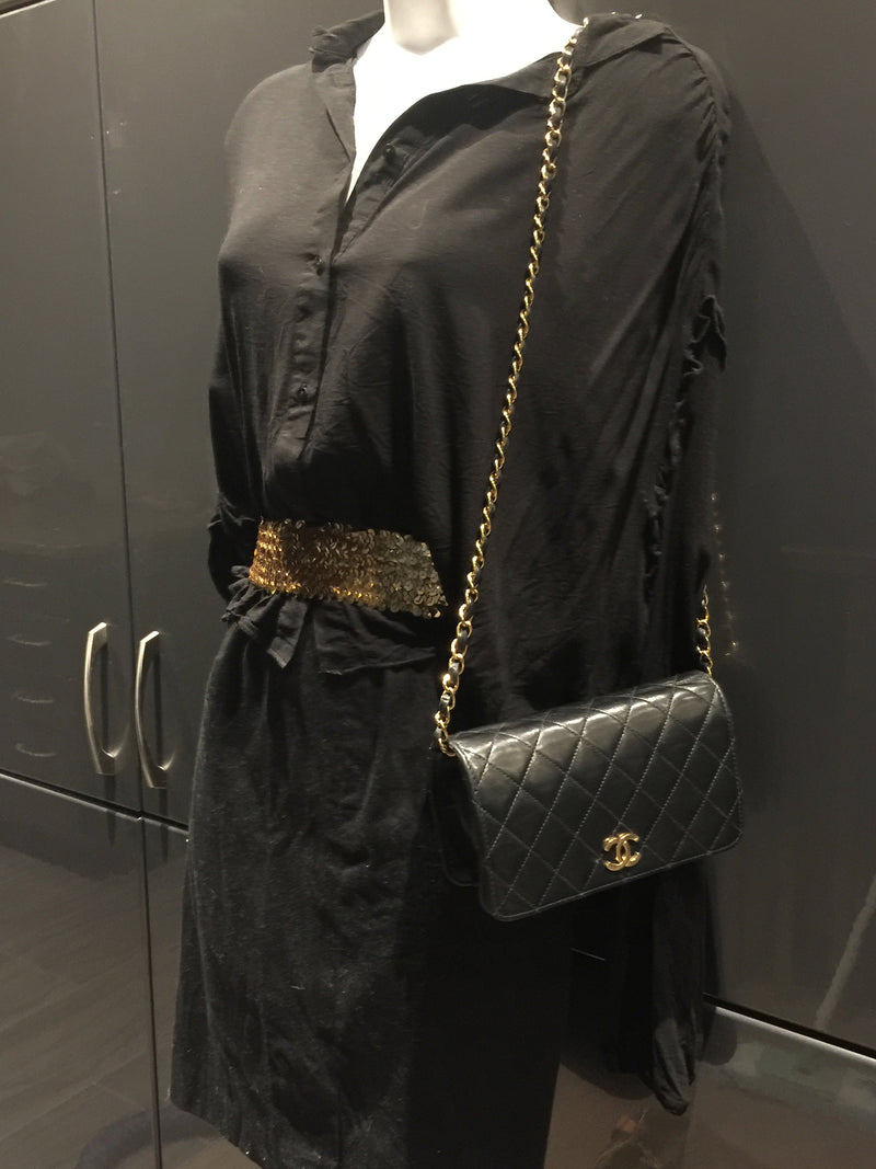 Sold-CHANEL Classic Lambskin Chain Mini Full Flap Bag 19 black/gold –  Preloved Lux