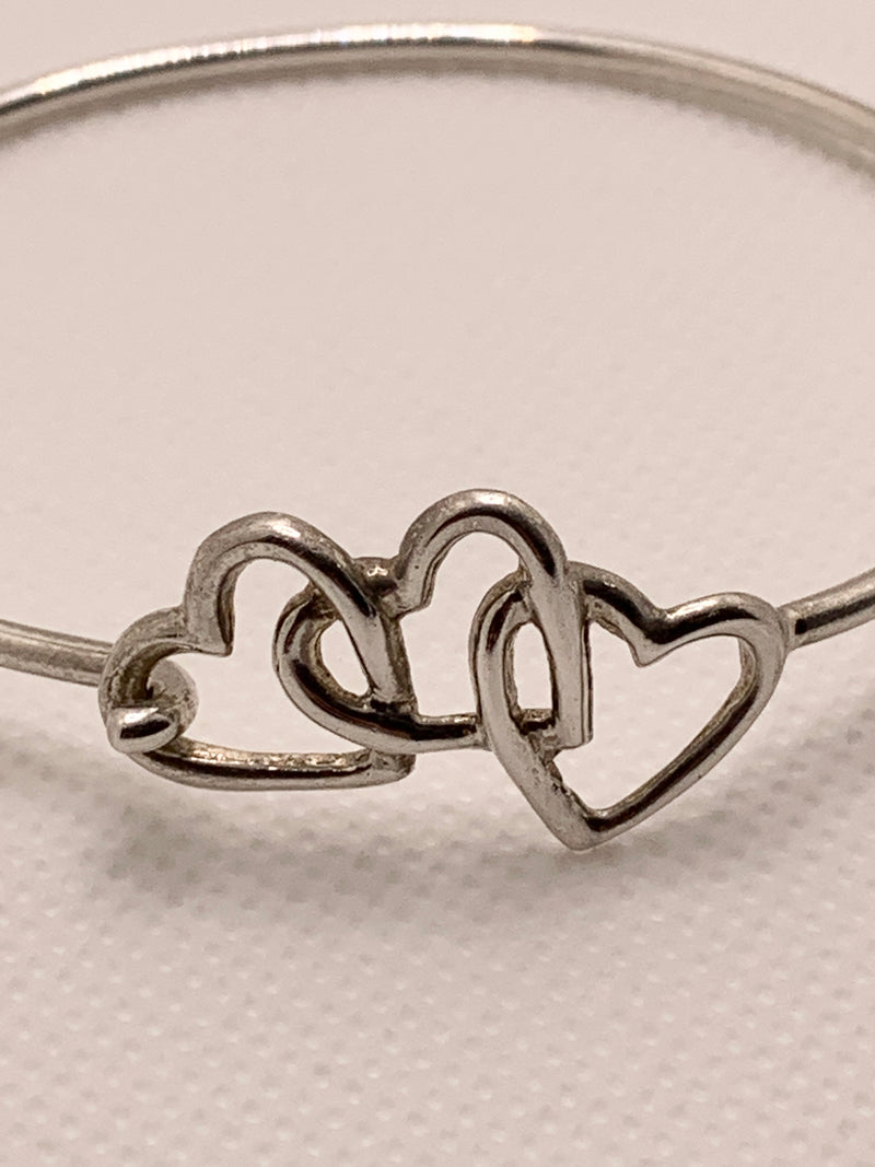 Sold-Tiffany & Co Silver 925 Open Triple Heart Bangle