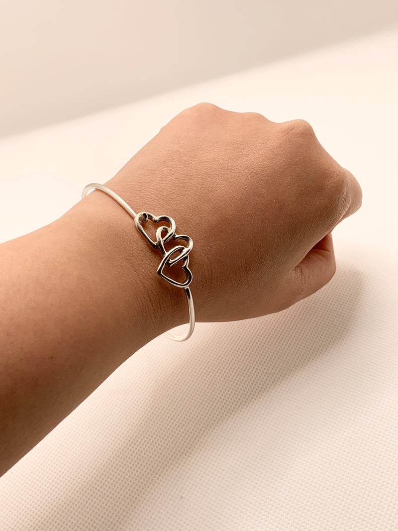 Sold-Tiffany & Co Silver 925 Open Triple Heart Bangle