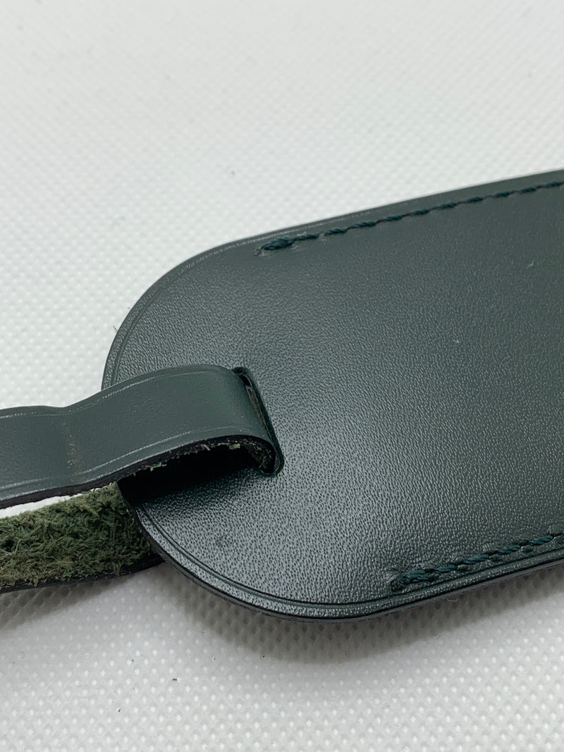 Louis Vuitton Dark Green Leather Luggage Tag and Handle Fastener