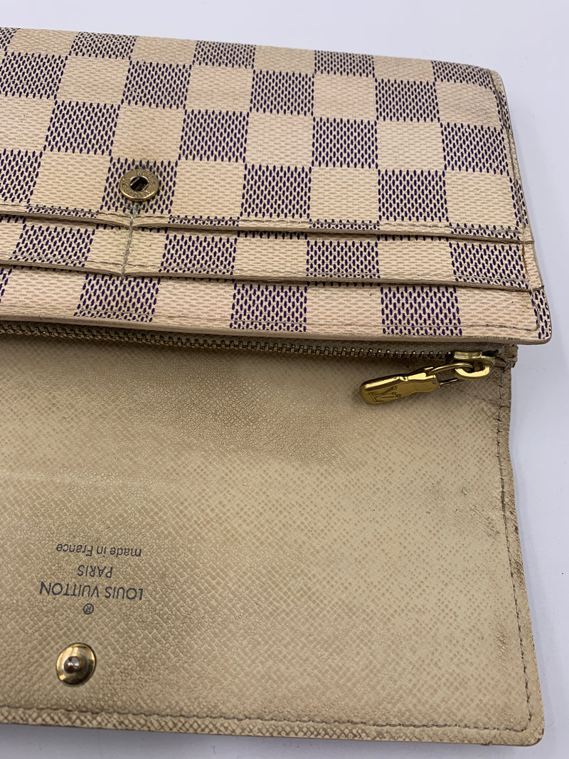 louis vuitton white checkered wallet