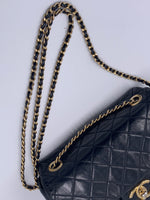 Sold-CHANEL Iridescent Calfskin Flap Crossbody Bag - Black Gold Hardware