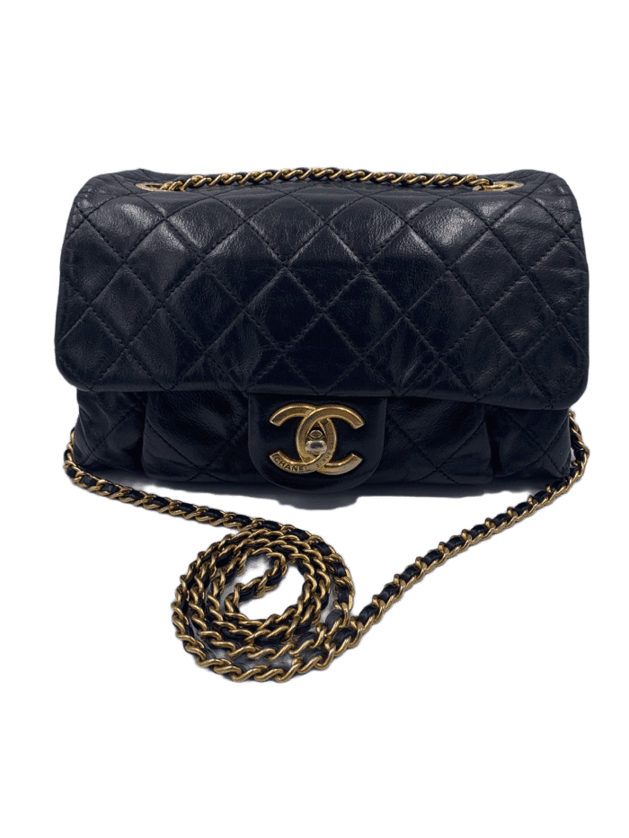 CHANEL Crumpled Calfskin Quilted Large Chain All Over Flap Bag