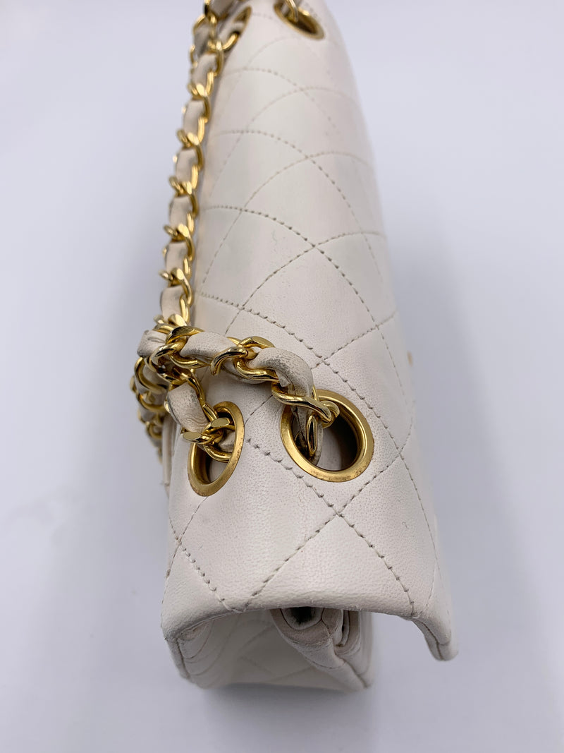 Sold-CHANEL Small Classic Double Flap Bag White (off-white) with Gold –  Preloved Lux