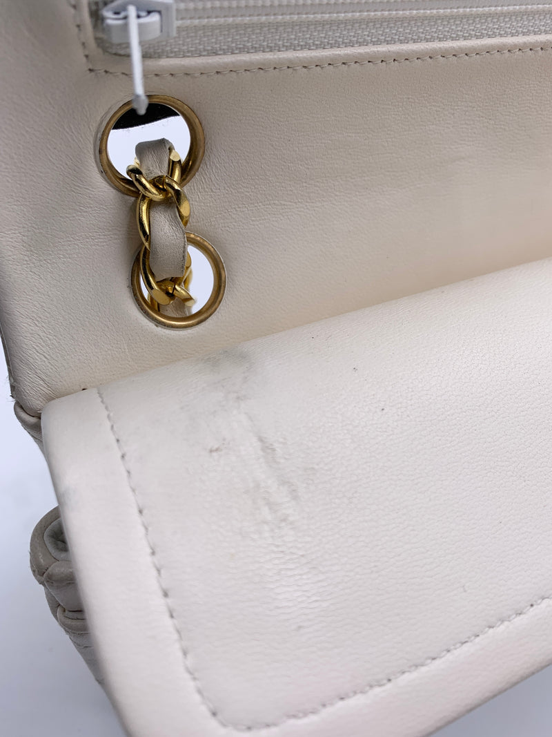Sold-CHANEL Small Classic Double Flap Bag White (off-white) with Gold –  Preloved Lux