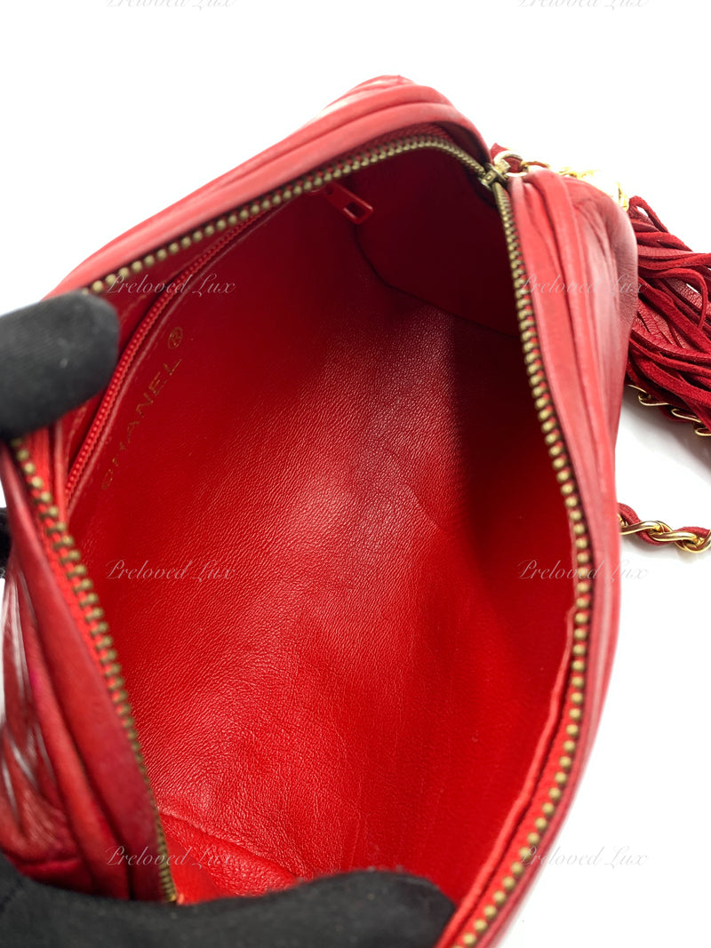 CHANEL, Bags, Chanel Cruise Red Leather Camera Bag With Removable Pouch