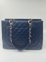 Sold-CHANEL Caviar Quilted Grand Shopping Tote Blue GST