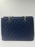 Sold-CHANEL Caviar Quilted Grand Shopping Tote Blue GST