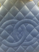 Sold-CHANEL Caviar Quilted Grand Shopping Tote Blue GST