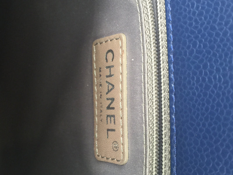 Sold-CHANEL Caviar Quilted Grand Shopping Tote Blue GST