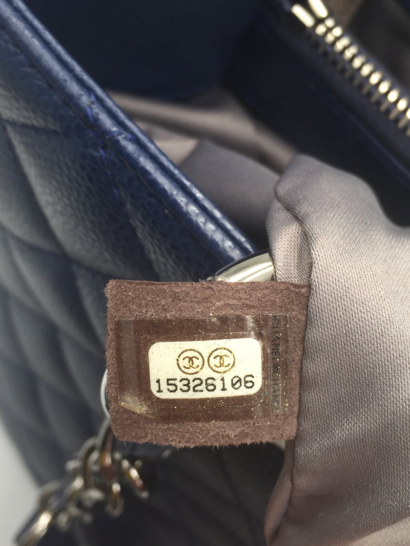 Sold-CHANEL Caviar Quilted Grand Shopping Tote Blue GST