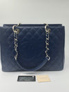 Sold-CHANEL Caviar Quilted Grand Shopping Tote Blue GST