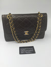 Sold-CHANEL Paris Lambskin Double Chain Double Flap Bag brown/gold