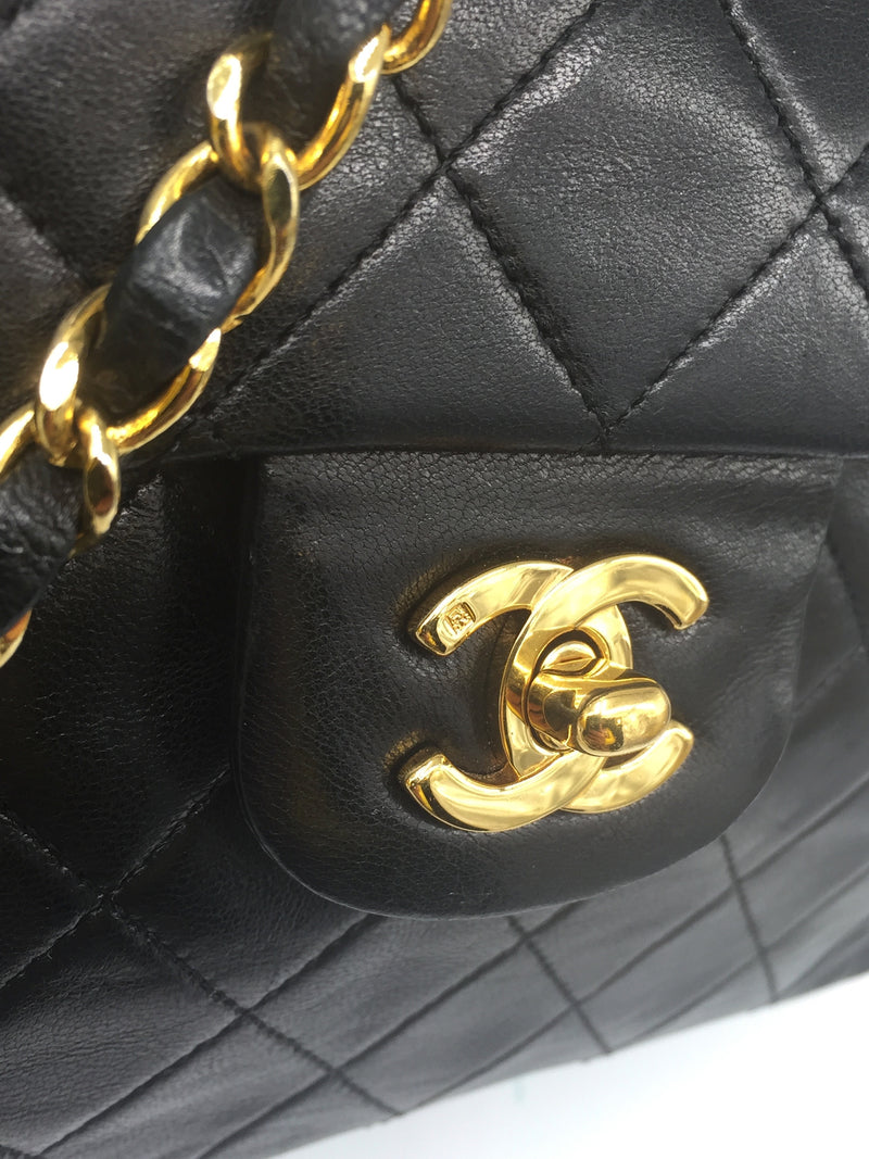 Sold-CHANEL Classic Lambskin Double Chain Double Flap Bag black/gold –  Preloved Lux
