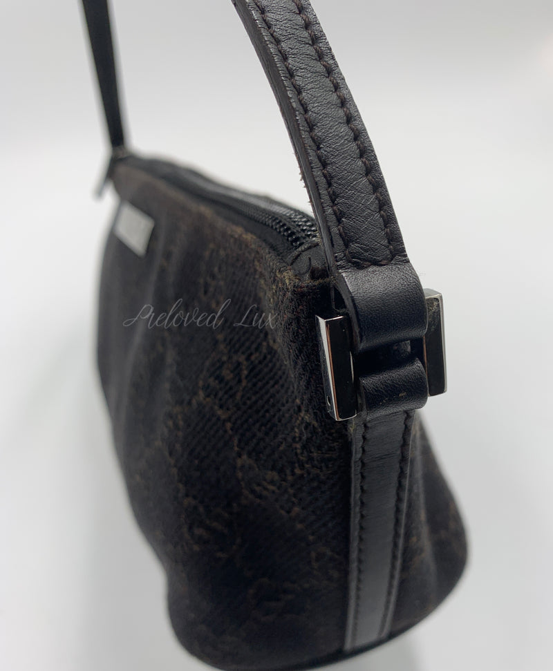 GUCCI GG Logo Black Small Handbag with Brown Monogram logo