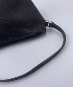 GUCCI GG Logo Black Small Handbag with Brown Monogram logo