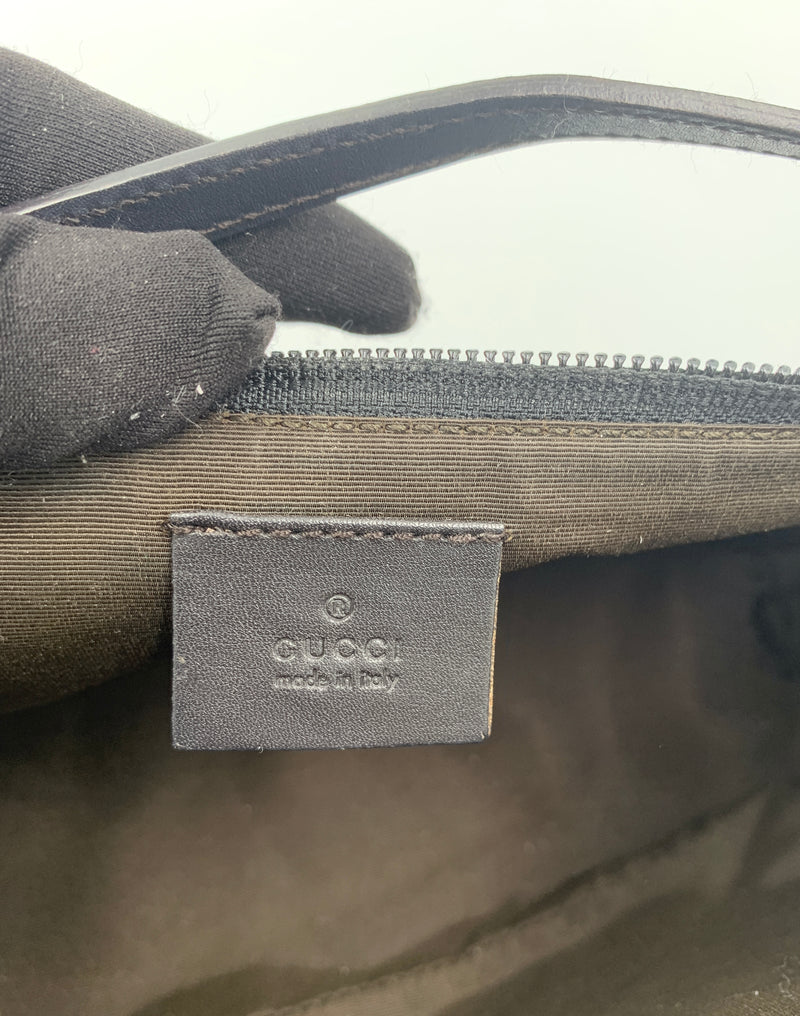 GUCCI GG Logo Black Small Handbag with Brown Monogram logo