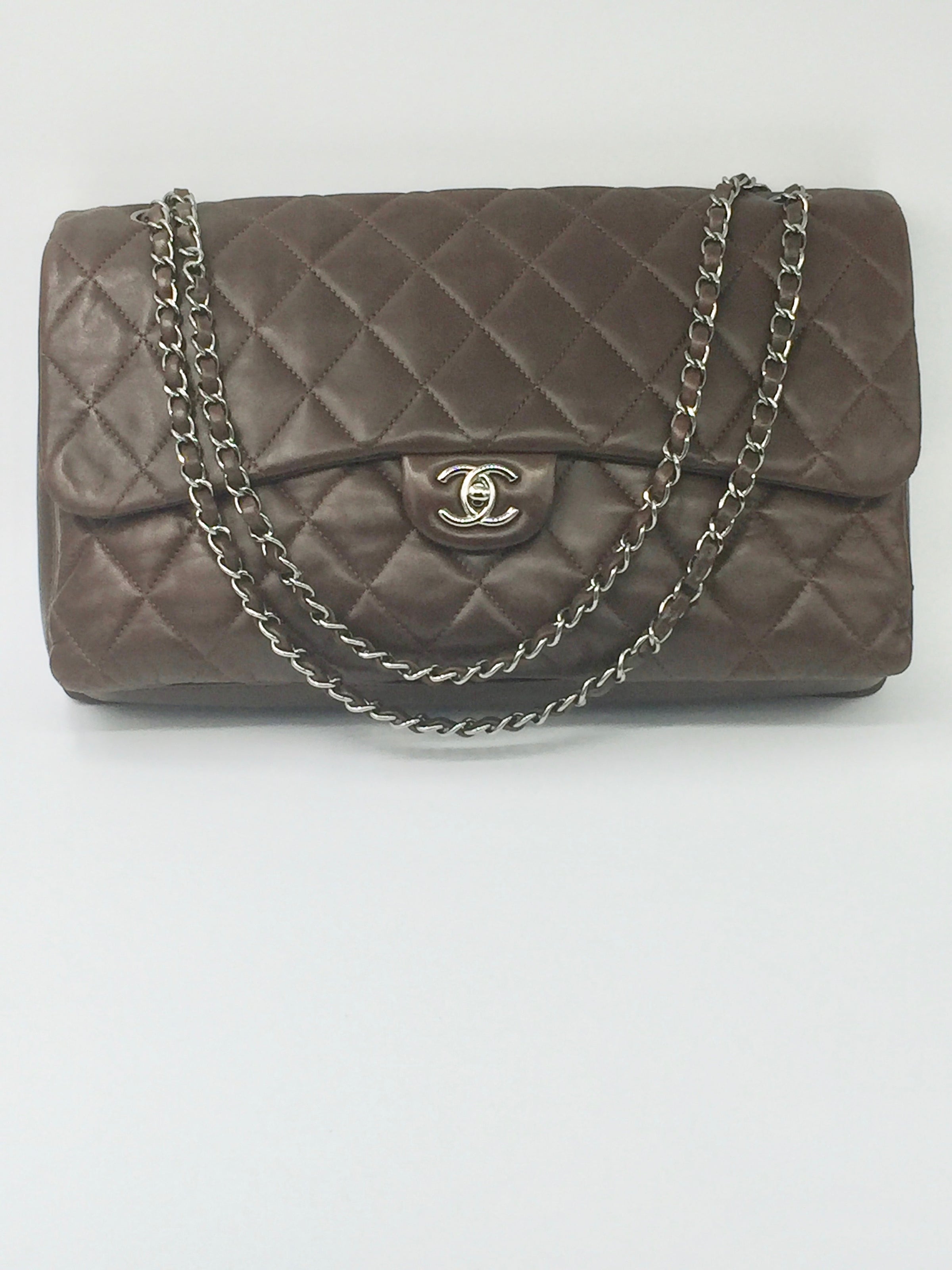 Chanel Brown Quilted Fabric Vintage Tote Bag For Sale at 1stDibs | chanel  tote fabric