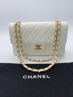 Sold-CHANEL CC Small Classic Double Flap - White - Gold Hardware