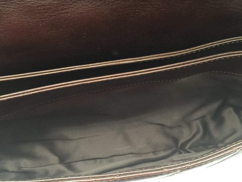 CHANEL Lambskin Double Chain Single Flap Maxi Size Bag Dark Brown/Silver