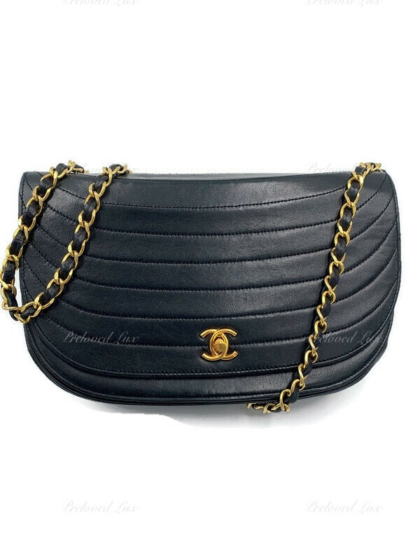 CHANEL Vintage Lambskin Small Full Flap Bag black 24k gold plated