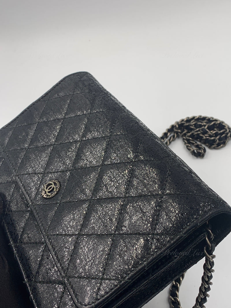 CHANEL CC Wallet-on-the-chain Metallic Sparkle Coated Tweed