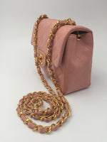 Sold - CHANEL Classic Lambskin Chain Single Mini Flap bag Pink/ gold