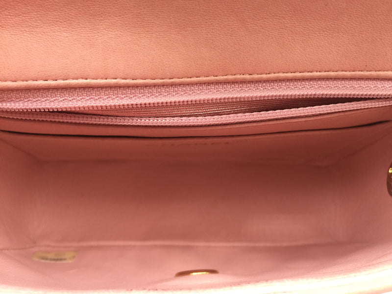 Sold - CHANEL Classic Lambskin Chain Single Mini Flap bag Pink/ gold