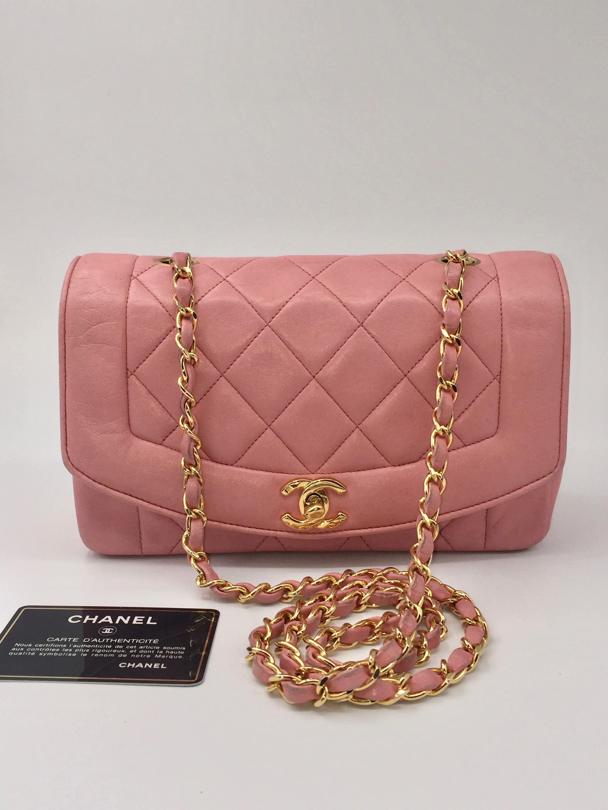 1989 Chanel Pink Quilted Lambskin Vintage Small Diana Classic Single Flap  Bag at 1stDibs