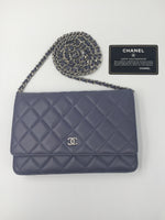 Sold-CHANEL CC Wallet-on-the-chain Lambskin Crossbody Bag - Blue