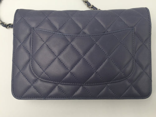 Sold-CHANEL CC Wallet-on-the-chain Lambskin Crossbody Bag - Blue
