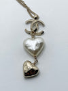 Sold-CHANEL CC Logo Double Heart Adjustable Necklace in Gold Hardware