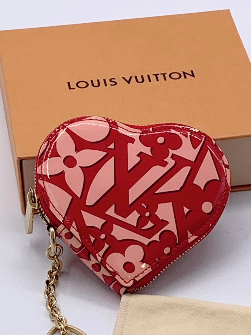 Louis Vuitton Red Vernis Monogram Heart Coin Purse