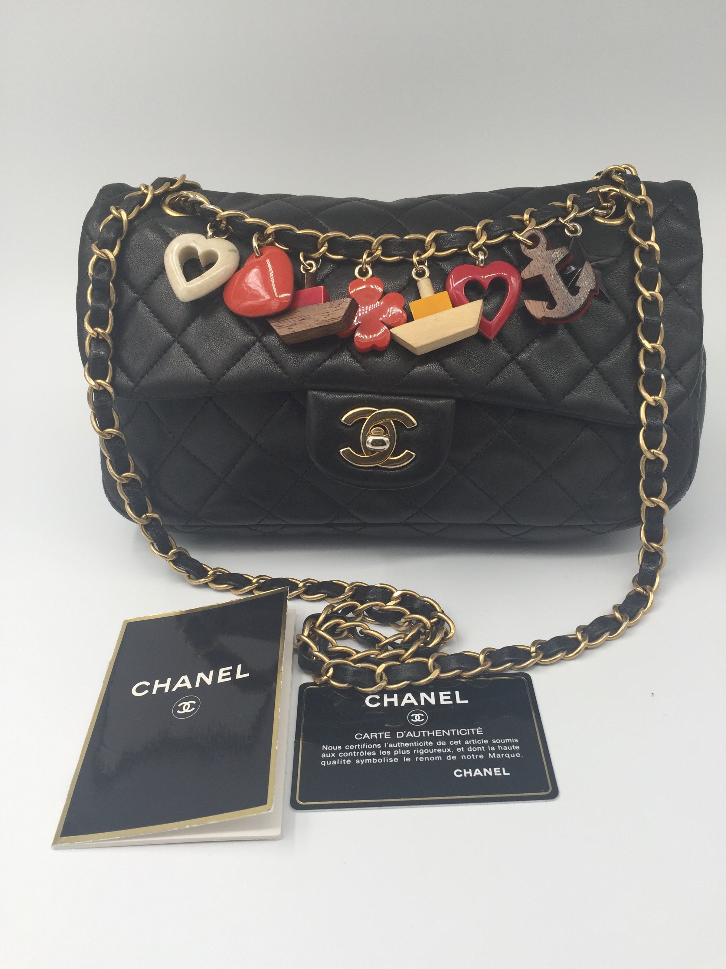 Chanel Red Marine Charms Medium Classic Lambskin Flap Bag