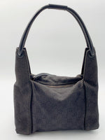 Sold-GUCCI GG Black Denim Logo Shoulder Bag