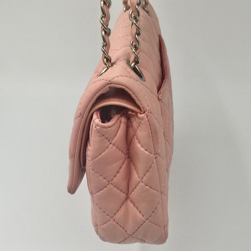 Sold-CHANEL Double Chain Double Flap Bag Pink SHW