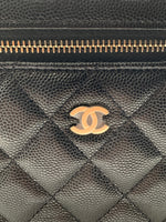 Sold-CHANEL Black Caviar Vanity Cosmetic Bag in Gold Hardware