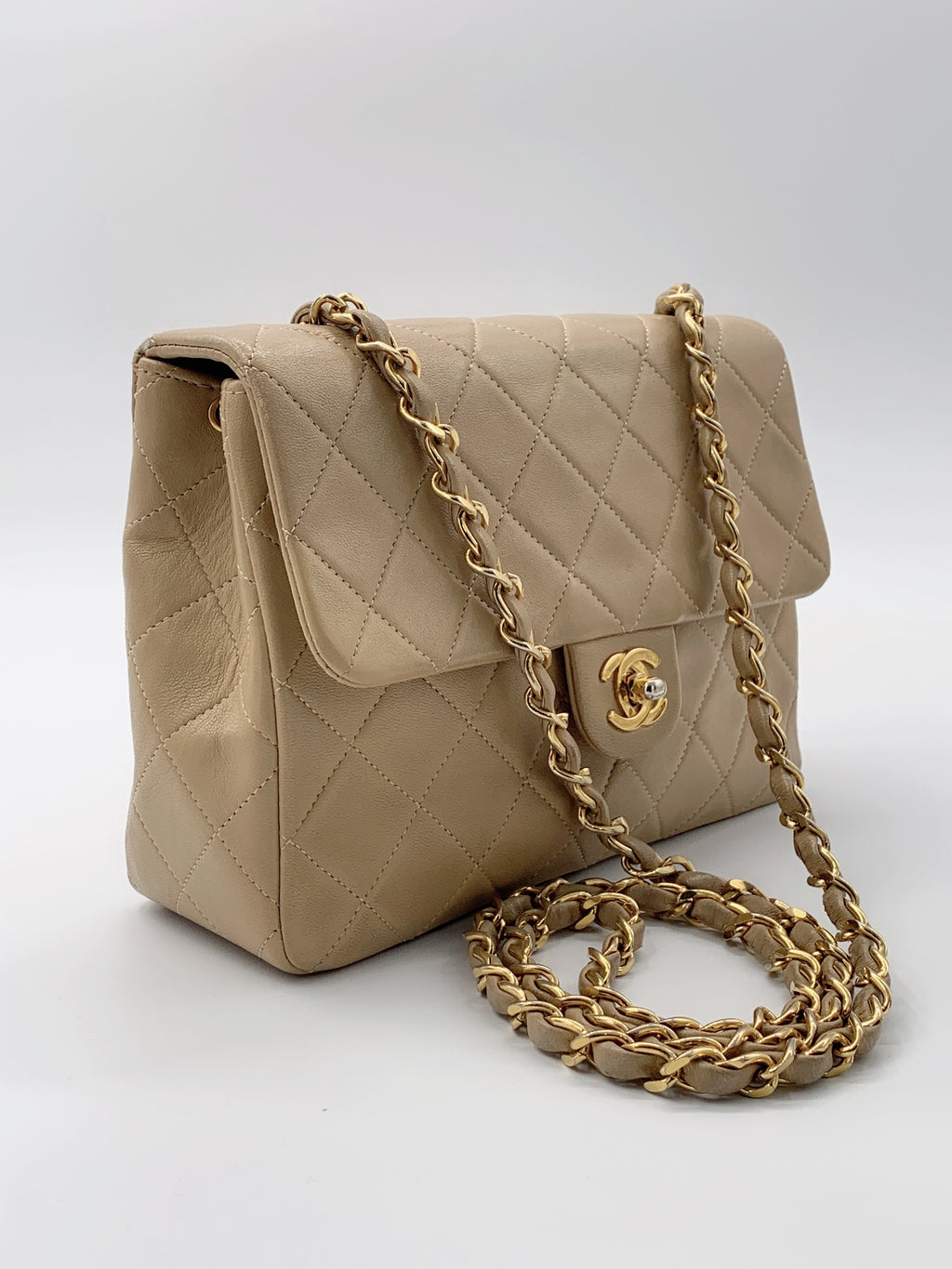 Chanel Gold Quilted Lambskin Mini Flap Bag at Jill's Consignment