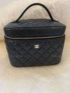 Sold-CHANEL Black Caviar Vanity Cosmetic Bag in Gold Hardware